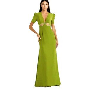 Mac Duggal Cut Out Maxi Dress Embellished Green Gown Sz 2 New